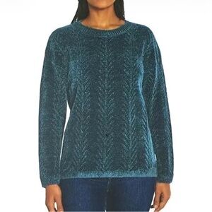 Orvis Vintage Dark Teal Chevron-Textured Crewneck Sweater